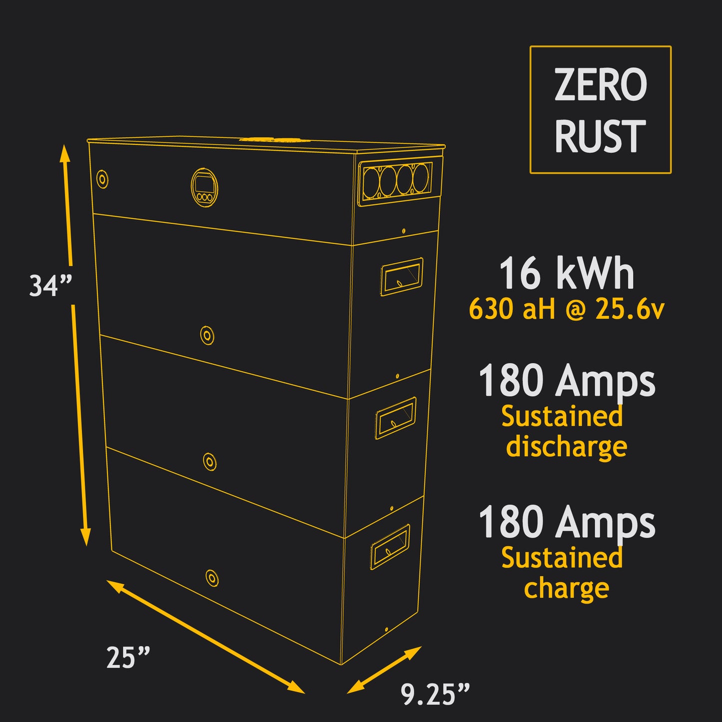 16kWh 25.6v Expandable LiFePo4 Battery